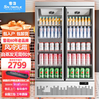 雪花平头冷藏展示柜商用大容量饮料柜保鲜柜超市玻璃门立式啤酒柜