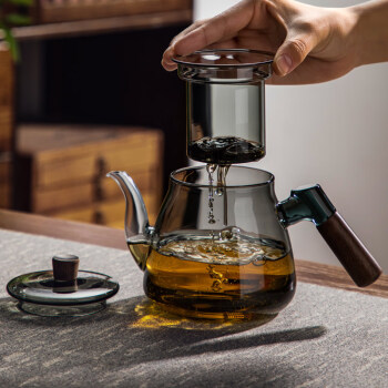 泥也泡茶壶玻璃茶水分离耐高温办公室小茶壶一人用带过滤沏功夫茶具