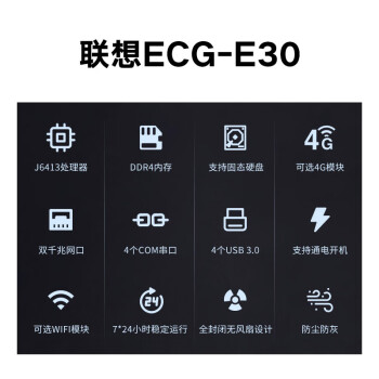 联想（Lenovo）ECG-E30 嵌入式工控机工业微型计算机电脑耐高温无风扇迷你主机 J6413 16G/512G固态