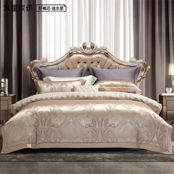  水星家纺大提花床上四件套欧式复古风轻奢简约床单被罩1.8米床柯斯特