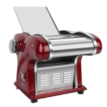 苏勒压面机家用小型电动面条机多功能不锈钢全自动和面压面机擀饺子皮   红色三刀