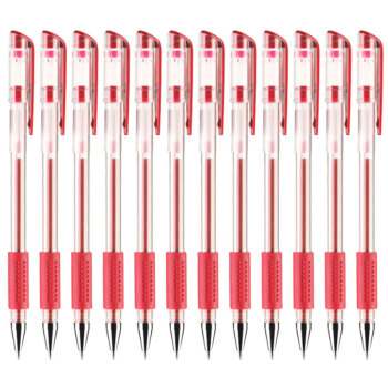 晨光拔帽中性笔Q7 红色笔芯0.5mm 12支装 晨光签字笔