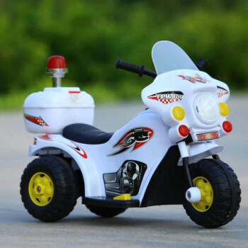 儿童电动车摩托车电瓶电动三轮车充电踏板可坐人玩具童车三轮摩托白色