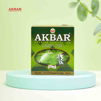 AKBAR阿卡巴 英式绿茶 斯里兰卡进口茶叶 独立茶包袋泡冷泡茶1.5g*10包
