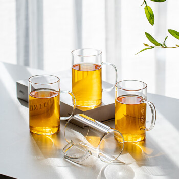 MULTIPOTENT茶杯玻璃杯直管杯高硼硅耐热耐高温办公家用主人杯（4只装）