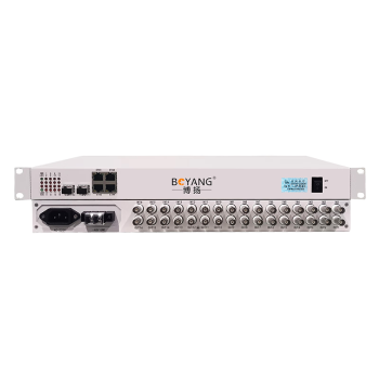 博扬 PDH光端机 16E1+4路物理隔离百兆网 单纤LC120KM SFP1+1保护 满配光模块 BY-1+1O-16E1-4EV-120KM