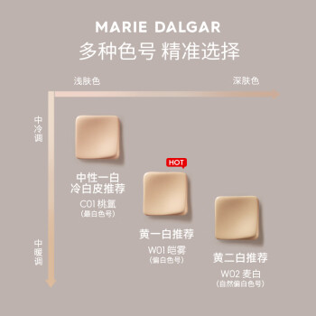 玛丽黛佳（MARIE DALGAR）种籽气垫贴肤锁妆持妆干皮柔光肌滋润粉底W02麦白