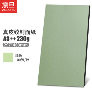 震旦AURORA 绿色230g A3++真皮纹纸封皮纸标书文件合同封面纸手工卡纸297x460mm 100张 ZG230-A3++