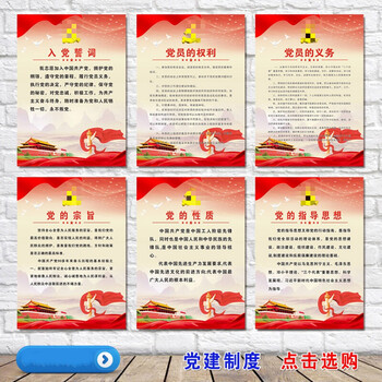 党建文化展板墙贴会议室入党誓词布置宣传裱kt板加边框单张价格8张起