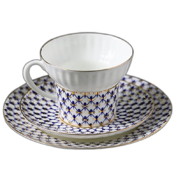 俄皇茶具瓷白钴蓝系列下午茶手绘陶瓷高颜值瓷器 一杯二碟