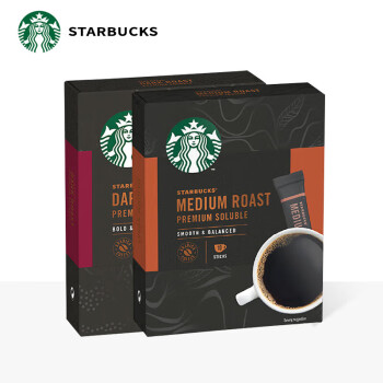 星巴克(Starbucks)速溶黑咖啡0糖 原装进口10条23g*2【中度+深度】