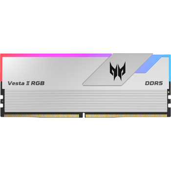 宏碁掠夺者（PREDATOR）64G(32G×2)套装 DDR5 6000频率 台式机内存条 Vesta II 炫光星舰RGB灯条(C30) 星光银 AI电脑配件
