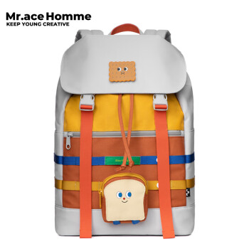 Mr.ace Homme双肩包女高中学生书包男大容量简约旅行背包 MR20C2044B吃货系列