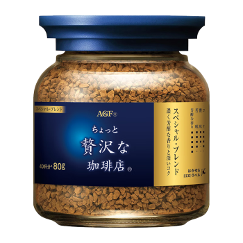 AGF日本进口蓝金罐冻干速溶 无蔗糖醇厚即冲特浓黑咖啡80g