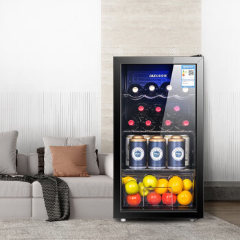 奥克斯（AUX）90L酒柜冰吧冰柜迷你小型单门冰箱冷柜冰吧酒吧冷藏柜恒温玻璃展示柜茶叶保鲜柜