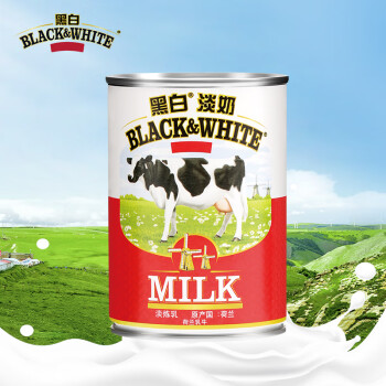 黑白（BLACK&WHITE）淡奶奶茶店用全脂淡奶港式丝袜奶茶原料400g*1