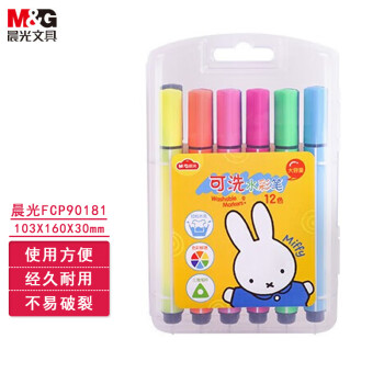 晨光（M&G）FCP90181 三角杆大容量水彩笔 学生儿童涂色颜色画笔 可水洗多色涂鸦绘画笔 12色