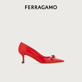 菲拉格慕（Ferragamo）女士红色蝴蝶结猫跟高跟鞋 0771544_1D _ 75/38 礼物送女友