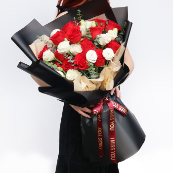 花姿上品鲜花速递19朵玫瑰花束送女友生日礼物同城花店配送