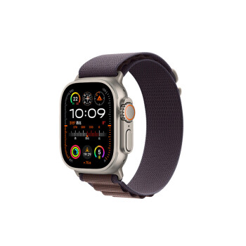 Apple/苹果 Watch Ultra2 智能手表GPS + 蜂窝款49毫米钛金属表壳靛蓝色高山回环式表带小号MRFE3CH/A