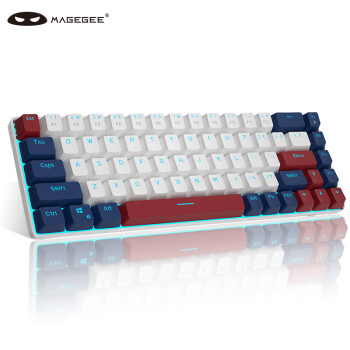 MageGee MK-BOX 拼装键帽机械键盘 商务办公便携键盘 68键迷你机械键盘 程序员舒适键盘 蓝白混搭 红轴