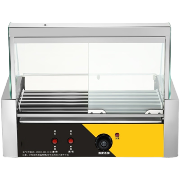 苏勒 烤肠机商用小型热狗机全自动烤香肠机家用台式烤火腿肠机恒温 五管带玻璃罩 