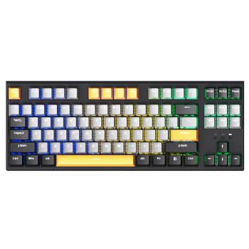 迪摩（DEARMO）F87机械键盘三模热插拔客制化键盘RGB背光游戏键盘笔记本电脑办公键盘 黑金版 黑轴