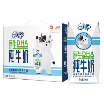 伊利 QQ星原生DHA纯牛奶195mL*12盒