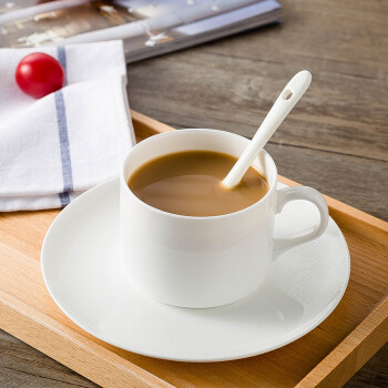 陶相惠 陶瓷咖啡杯碟 欧式咖啡具套装 一杯一碟一勺纯白骨瓷咖啡杯