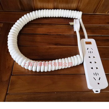定制大功率伸缩电缆弹簧线带插排接线板白色5000瓦烘焙教室用信达泰大