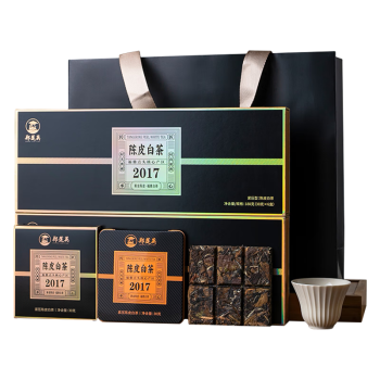 郑莲英（ZHENGLIANYING）茶叶福鼎白茶2017年陈皮贡眉老白茶紧压茶小方片铁盒烟条装360g