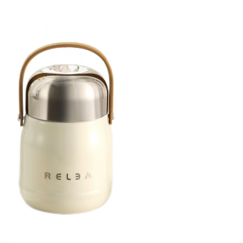 物生物（RELEA）焖烧罐800ml 不锈钢316内胆耐用耐腐蚀 焖粥们焖燕麦带汤 奶白色