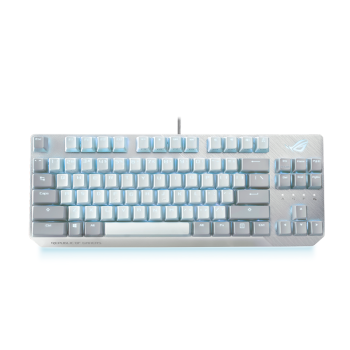 ROG游侠NX TKL月耀白 机械键盘 有线键盘 游戏键盘 84键 NX冰川蓝轴 RGB背光
