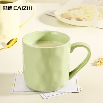 彩致（CAIZHI）马克杯家用陶瓷水杯学生泡茶杯办公室咖啡杯 奶油绿CZ6788