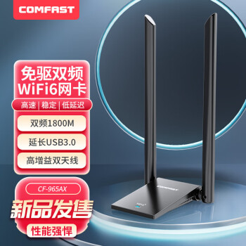 COMFAST CF-965AX高增益天线免驱动WIFI6无线网卡USB3.0千兆5G双频1800M台式机笔记本电脑外置接收发射器