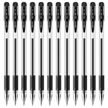 得力 0.5mm拔帽签字笔中性笔经典办公子弹头签字笔6600ES 12支装 黑色