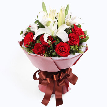 花礼鲜花同城配送11朵红玫瑰百合花束生日礼物送老婆表白