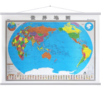 中英文地图覆膜防水办公室挂图 约1.4米*1米 世界地图