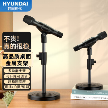 HYUNDAI现代 ZJ10 无线话筒桌面直播支架 麦克风支架防震架稳固台式话筒架 可升降金属支架配弹簧夹 U型夹