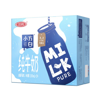 三元(SAN YUAN)小方白纯牛奶200ml*24盒