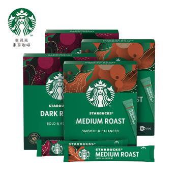 星巴克（Starbucks）速溶黑咖啡粉双口味2.3g*40条 0糖美式健身即冲法国进口4盒装