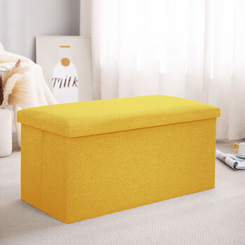 蓓恋（Beilian）蓓恋长方形收纳凳可折叠沙发凳衣物储物凳（黄色49*31*31）