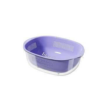 炊大皇双层洗菜盆沥水篮厨房家用塑料水果盘滤水淘菜洗菜篮子 紫色