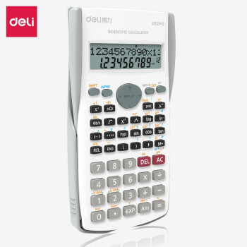 得力（deli）计算器考试小学初中高中生数学算数中文函数多功能电子计算机办公文具用品 D82MS 白色