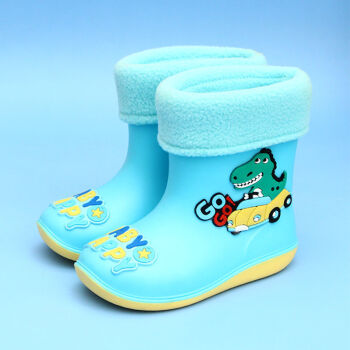 儿童雨鞋女童宝宝雨靴小孩水鞋中大童防滑防水胶鞋男童恐龙水靴套蓝色