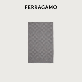 菲拉格慕（Ferragamo）男士灰色Gancini图案围巾 0770215