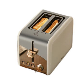 美的（Midea）灵感多士炉不锈钢内胆吐司机小型家用西式加宽2片双烤槽大功率面包片机RP01F 配置烘烤架