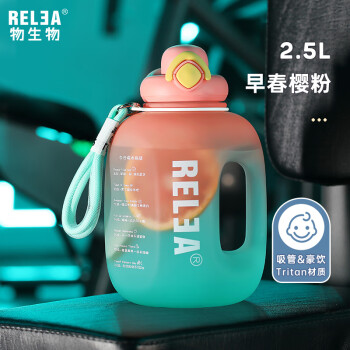 物生物（RELEA）Tritan大容量水杯子运动健身塑料吸管杯太空网红男女墩墩户外水壶