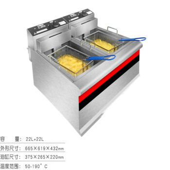 TYX  电炸炉双缸商用大容量加厚不锈钢油炸锅电炸锅油炸炉 双缸双筛电炸炉（44升）1.2加厚