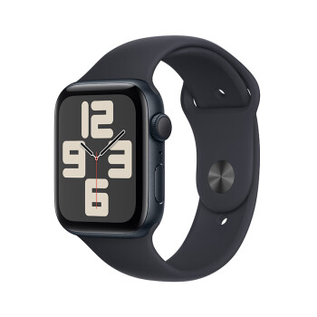 Apple/苹果 Watch SE 2023款智能手表GPS款44毫米午夜色铝金属表壳午夜色运动型表带M/L MRE93CH/A【快充套装】